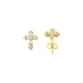 Clear CZ Cross Gold-Tone Stud Earrings - 20 Gauge at Spencer's
