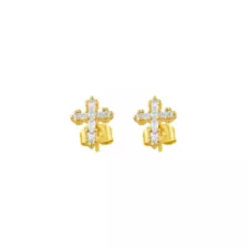 Clear CZ Cross Gold-Tone Stud Earrings - 20 Gauge at Spencer's