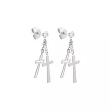 Clear CZ Double Cross Dangle Stud Earrings - 20 Gauge at Spencer's