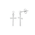 Clear CZ Cross Dangle Stud Earrings - 20 Gauge at Spencer's
