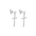 Clear CZ Cross Dangle Stud Earrings - 20 Gauge at Spencer's