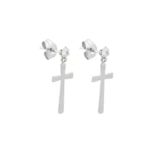Clear CZ Cross Dangle Stud Earrings - 20 Gauge at Spencer's
