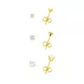 Multi-Pack Clear CZ 14K Gold-Plated Stud Earrings 3 Pair - 20 Gauge at Spencer's
