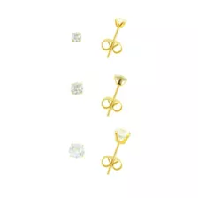 Multi-Pack Clear CZ 14K Gold-Plated Stud Earrings 3 Pair - 20 Gauge at Spencer's