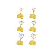 Multi-Pack Clear CZ 14K Gold-Plated Stud Earrings 3 Pair - 20 Gauge at Spencer's