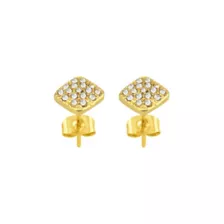 Clear CZ Square 14K Gold-Plated Stud Earrings - 20 Gauge at Spencer's