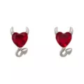Red CZ Devil Heart Stud Earrings - 20 Gauge at Spencer's
