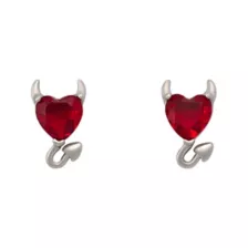 Red CZ Devil Heart Stud Earrings - 20 Gauge at Spencer's