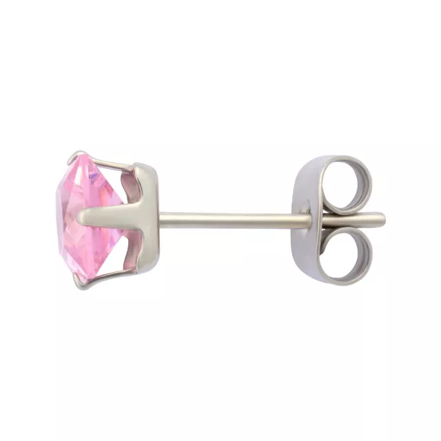 Multi-Pack Pink CZ Square Stud Earrings 3 Pairs - 20 Gauge