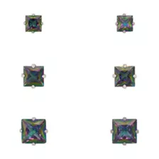 Multi-Pack Vitrail CZ Square Stud Earrings 3 Pairs - 20 Gauge at Spencer's