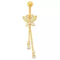 Iridescent CZ Butterfly Gold-Tone Dangle Belly Ring - 14 Gauge at Spencer's
