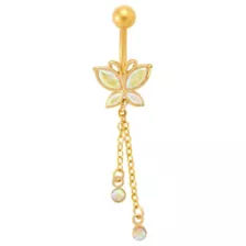 Iridescent CZ Butterfly Gold-Tone Dangle Belly Ring - 14 Gauge at Spencer's