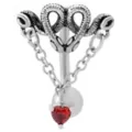 Red CZ Curled Snakes Chain Silver-Tone Belly Ring - 14 Gauge at Spencer's