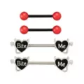 Multi-Pack Bite Me Heart and Basic Nipple Barbells 2 Pair - 14 Gauge at Spencer's