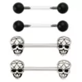 Multi-Pack Geometric Skull and Basic Nipple Barbells 2 Pair - 14 Gauge at Spencer's