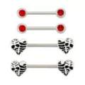 Multi-Pack Red CZ Skull Heart Titanium Nipple Barbells 2 Pairs - 14 Gauge at Spencer's