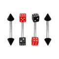 Multi-Pack Black and Red Dice Silver-Tone Spike Curved Barbells 4 Pack - 16 Gauge at Spencer's