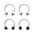 Multi-Pack Skull and Dice Titanium Horseshoe Rings 2 Pairs - 16 Gauge at Spencer's