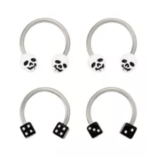 Multi-Pack Skull and Dice Titanium Horseshoe Rings 2 Pairs - 16 Gauge at Spencer's