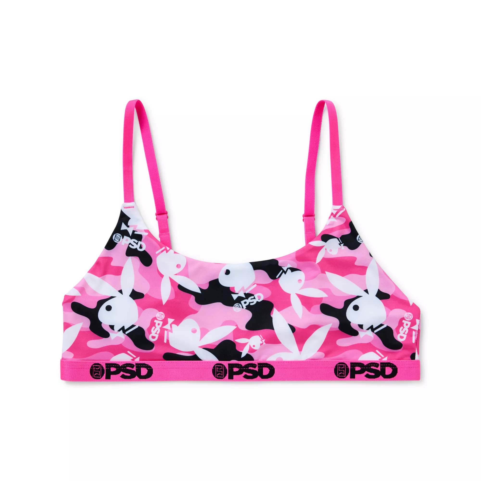 PSD Playboy Bunny Black and Pink Camo Scoop Sports Bra at Spencer's