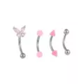 Multi-Pack Pink CZ Butterfly Spike Titanium Curved Barbells 4 Pack - 16 Gauge at Spencer's