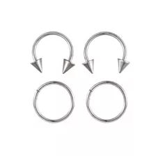 Multi-Pack Spike Titanium Hoop and Horseshoe Rings 4 Pack - 20 Gauge at Spencer's