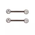 Clear CZ Black-Tone ASTM F-136 Titanium Nipple Barbells - 14 Gauge at Spencer's