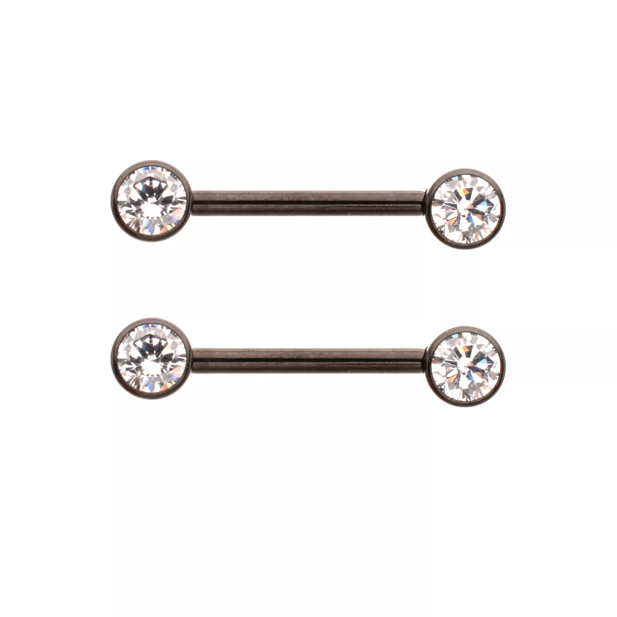 Clear CZ Black-Tone ASTM F-136 Titanium Nipple Barbells - 14 Gauge at Spencer's