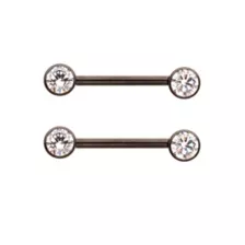 Clear CZ Black-Tone ASTM F-136 Titanium Nipple Barbells - 14 Gauge at Spencer's