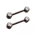 Clear CZ Black-Tone ASTM F-136 Titanium Nipple Barbells - 14 Gauge at Spencer's