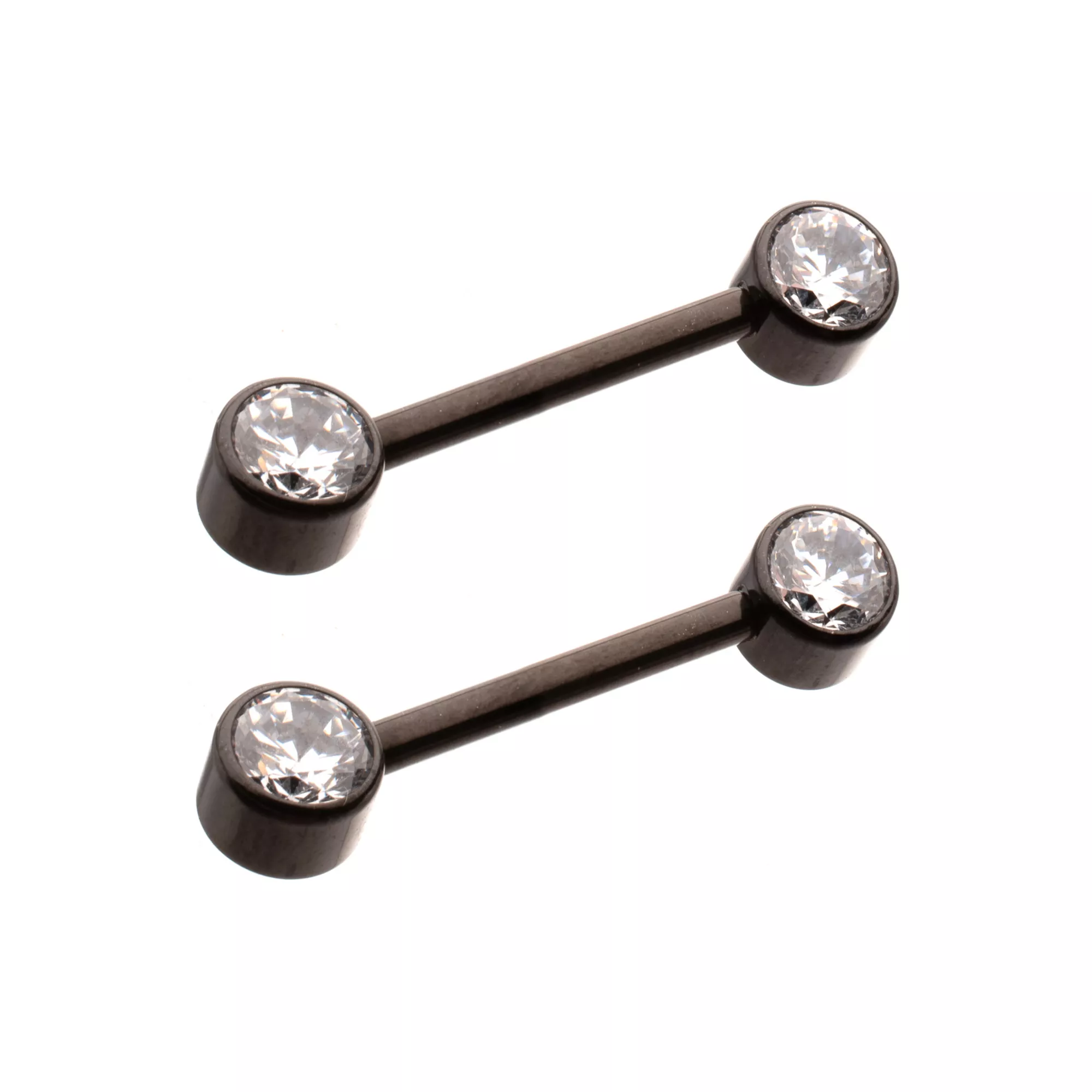 Clear CZ Black-Tone ASTM F-136 Titanium Nipple Barbells - 14 Gauge at Spencer's