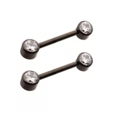 Clear CZ Black-Tone ASTM F-136 Titanium Nipple Barbells - 14 Gauge at Spencer's