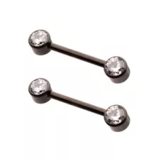 Clear CZ Black-Tone ASTM F-136 Titanium Nipple Barbells - 14 Gauge at Spencer's