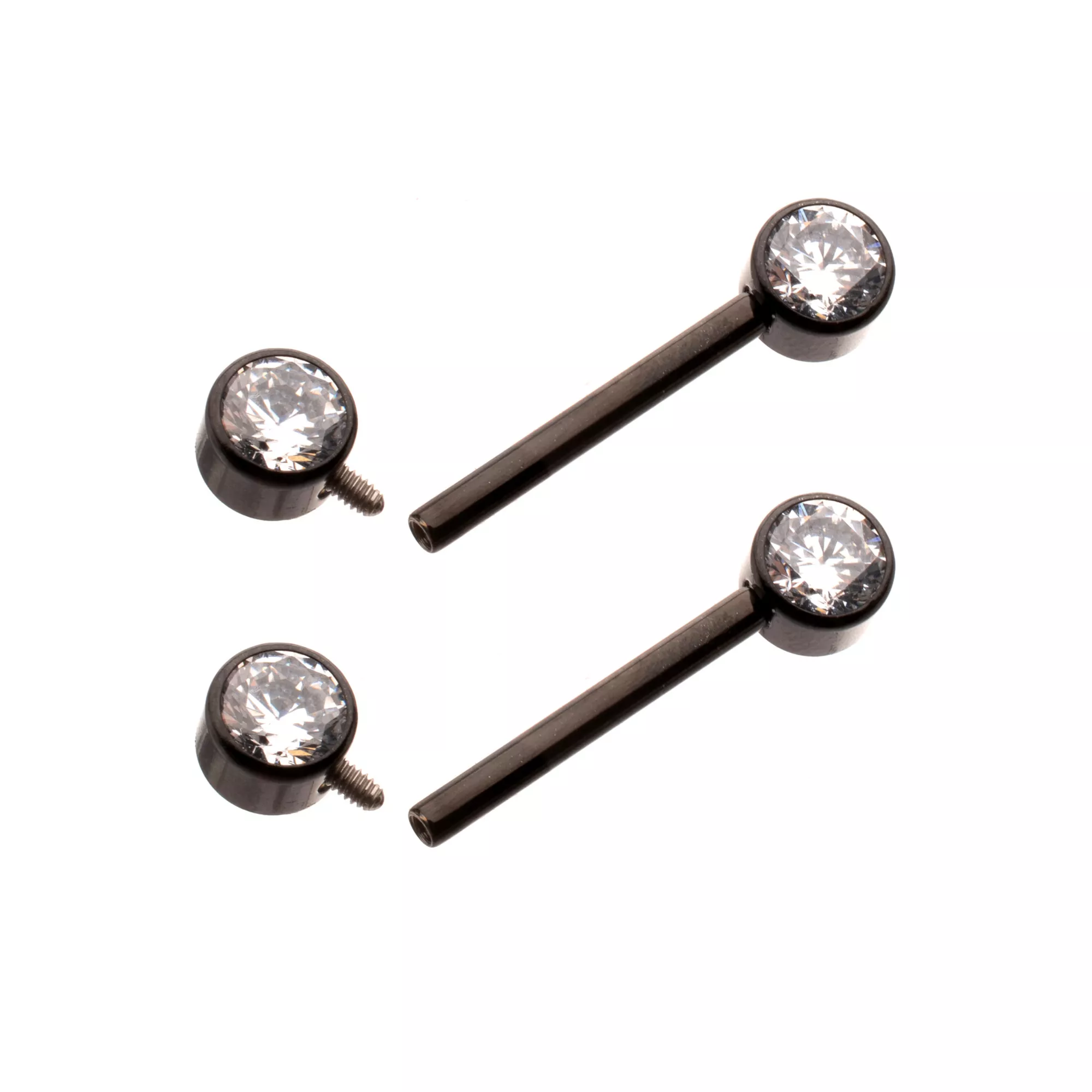 Clear CZ Black-Tone ASTM F-136 Titanium Nipple Barbells - 14 Gauge at Spencer's