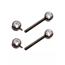 Clear CZ Black-Tone ASTM F-136 Titanium Nipple Barbells - 14 Gauge at Spencer's