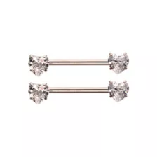 Clear CZ Heart Silver-Plated ASTM F-136 Titanium Nipple Barbells - 14 Gauge at Spencer's