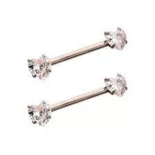 Clear CZ Heart Silver-Plated ASTM F-136 Titanium Nipple Barbells - 14 Gauge at Spencer's