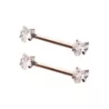 Clear CZ Heart Silver-Plated ASTM F-136 Titanium Nipple Barbells - 14 Gauge at Spencer's