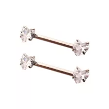Clear CZ Heart Silver-Plated ASTM F-136 Titanium Nipple Barbells - 14 Gauge at Spencer's