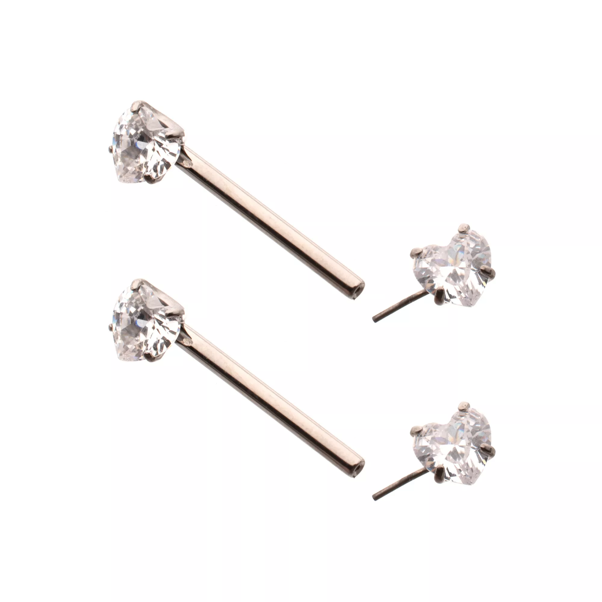 Clear CZ Heart Silver-Plated ASTM F-136 Titanium Nipple Barbells - 14 Gauge at Spencer's