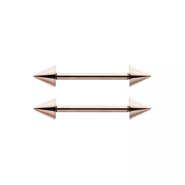 Basic Spiked Titanium Nipple Barbells - 14 Gauge at Spencer's