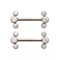 Clear CZ Cluster Silver-Plated ASTM F-136 Titanium Nipple Barbells - 14 Gauge at Spencer's