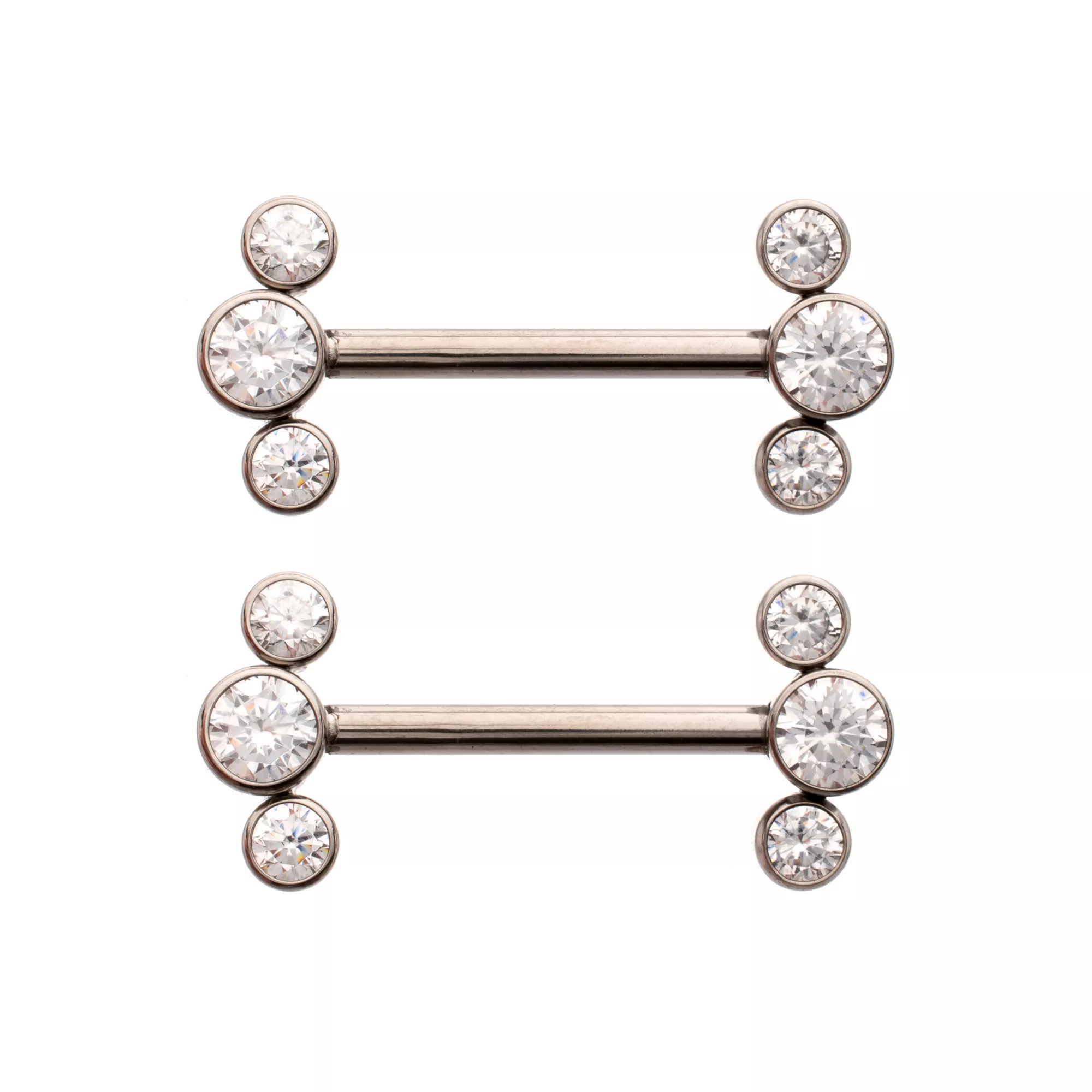 Clear CZ Cluster Silver-Plated ASTM F-136 Titanium Nipple Barbells - 14 Gauge at Spencer's