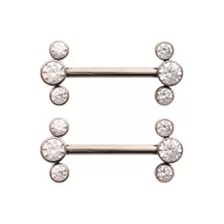 Clear CZ Cluster Silver-Plated ASTM F-136 Titanium Nipple Barbells - 14 Gauge at Spencer's