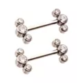 Clear CZ Cluster Silver-Plated ASTM F-136 Titanium Nipple Barbells - 14 Gauge at Spencer's