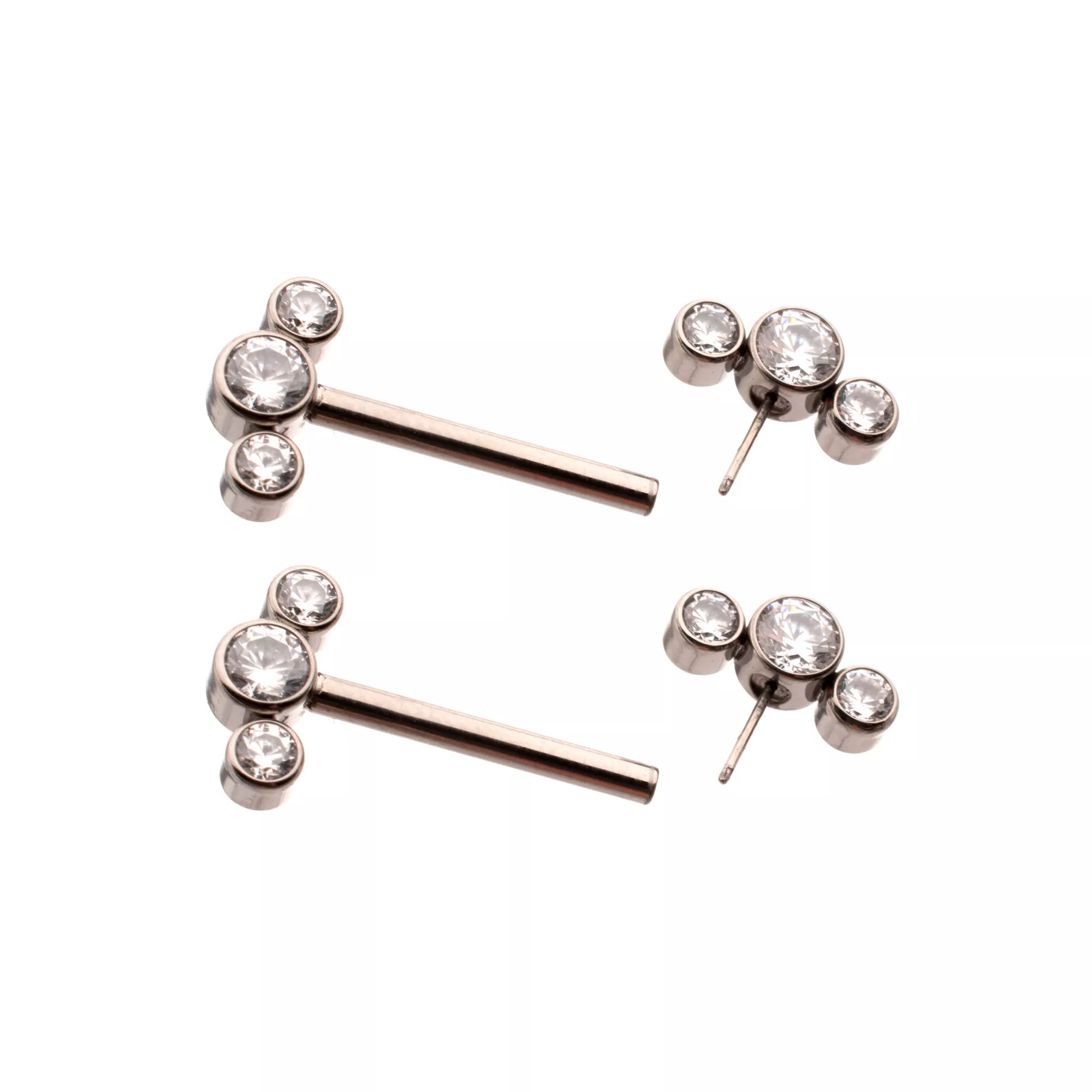 Clear CZ Cluster Silver-Plated ASTM F-136 Titanium Nipple Barbells - 14 Gauge at Spencer's