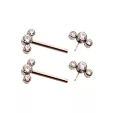 Clear CZ Cluster Silver-Plated ASTM F-136 Titanium Nipple Barbells - 14 Gauge at Spencer's