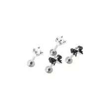 Multi-Pack Clear CZ and Black Bow Labret Rings 4 Pack - 16 Gauge at Spencer's