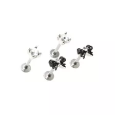 Multi-Pack Clear CZ and Black Bow Labret Rings 4 Pack - 16 Gauge at Spencer's