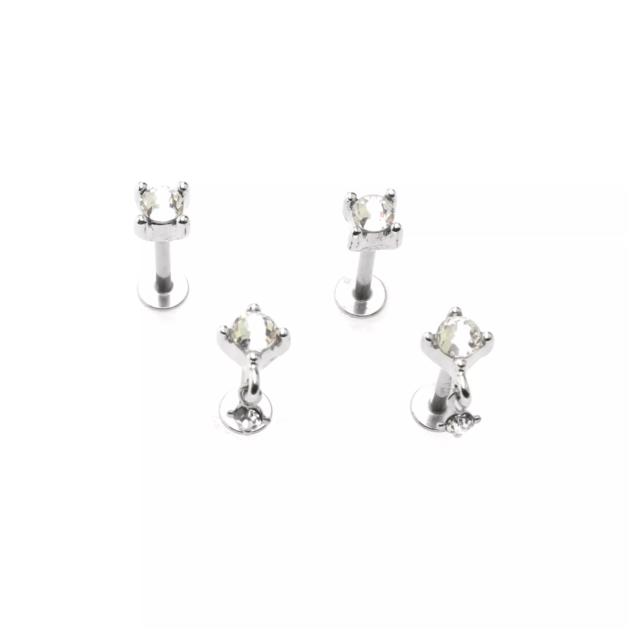 Multi-Pack Clear CZ Square Dangle Labret Rings 4 Pack - 16 Gauge at Spencer's
